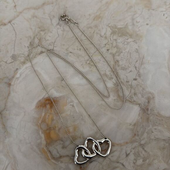 Tiffany & Co. Sterling Silver Three Heart Pendant Necklace 18.5” - Picture 2 of 7